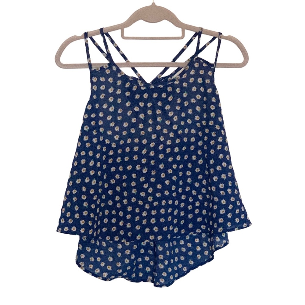Flowy Racerback Tank Top With Sunflowers